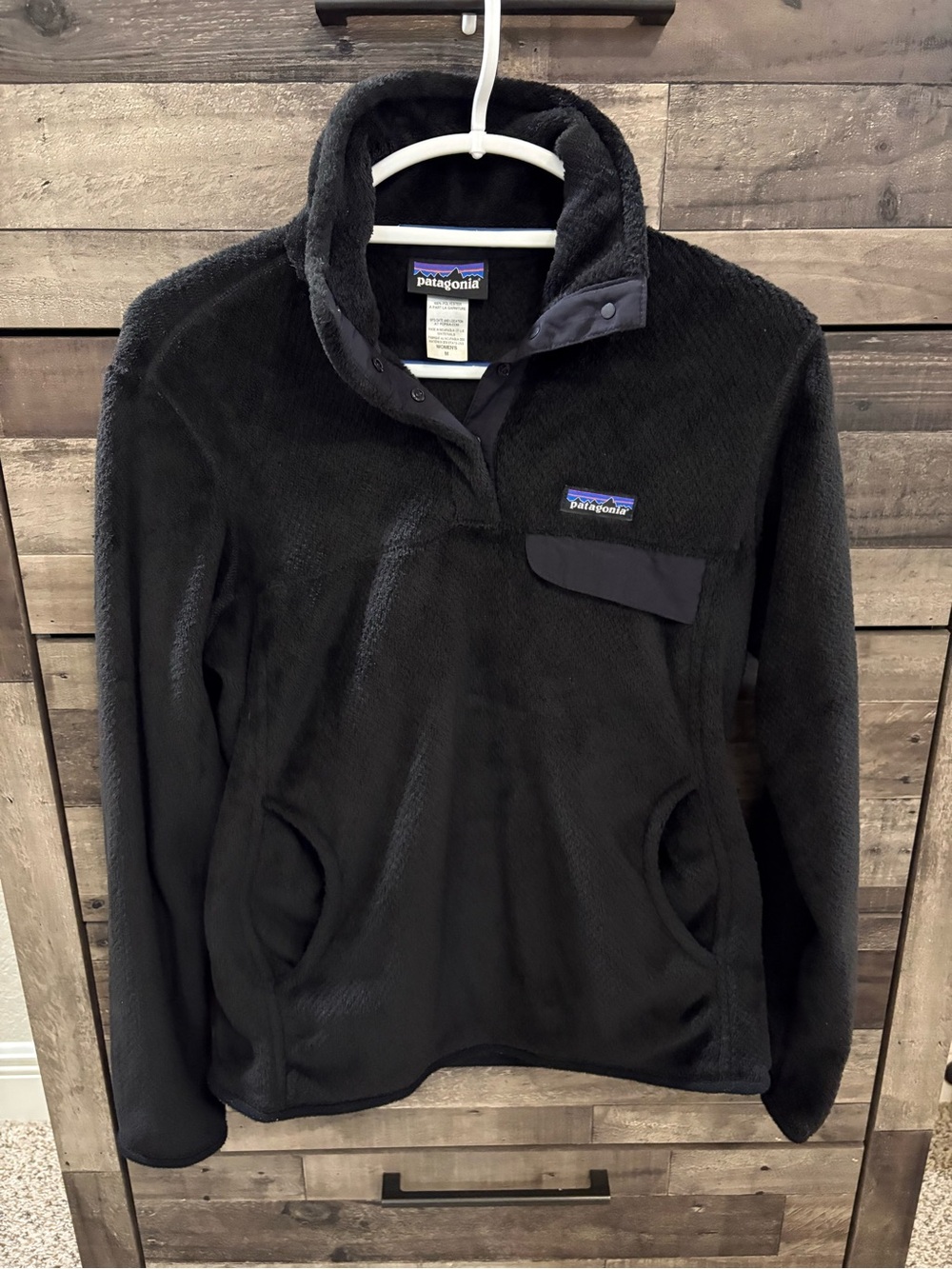 Patagonia Re-Tool Snap-T Pullover Women’s Medium Black Fleece